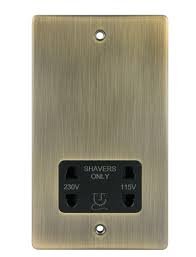 D-DVSS-ABB Shaver Socket with Dual Voltage Black Insert Antique Brass